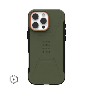 UAG_HS_APPLE_IPHONE-2024-PAUL_CIVILIAN_OLIVE_STD_01 磁吸簡約款 iPhone 12-16 Pro Max 系列 耐衝擊經典保護殼- (MagSafe 手機殼)